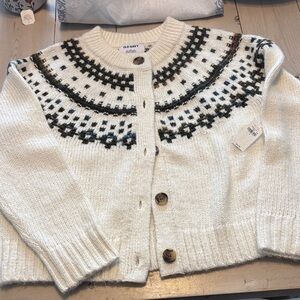 Old Navy Women's Cream Patterned Cardigan